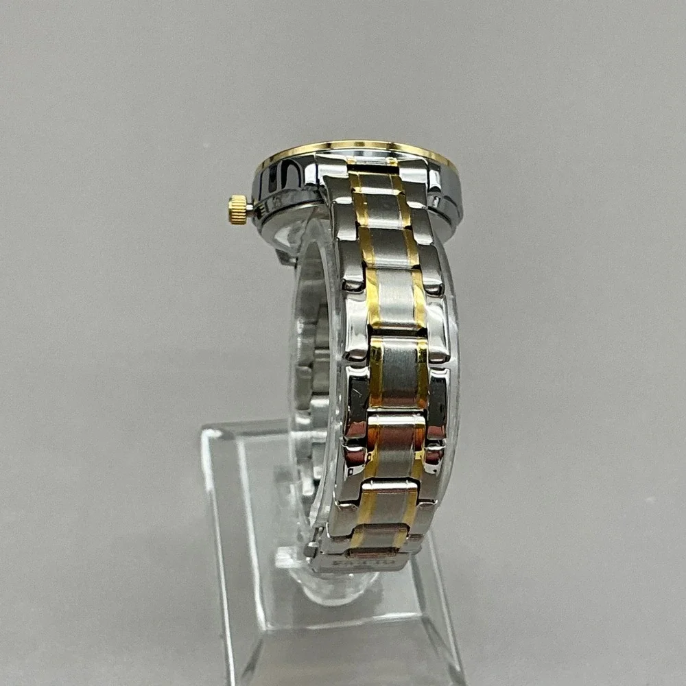 OLEVS Watch Women's Two Tone Stainless Steel Day Date Quartz 30mm NEW BATTERY